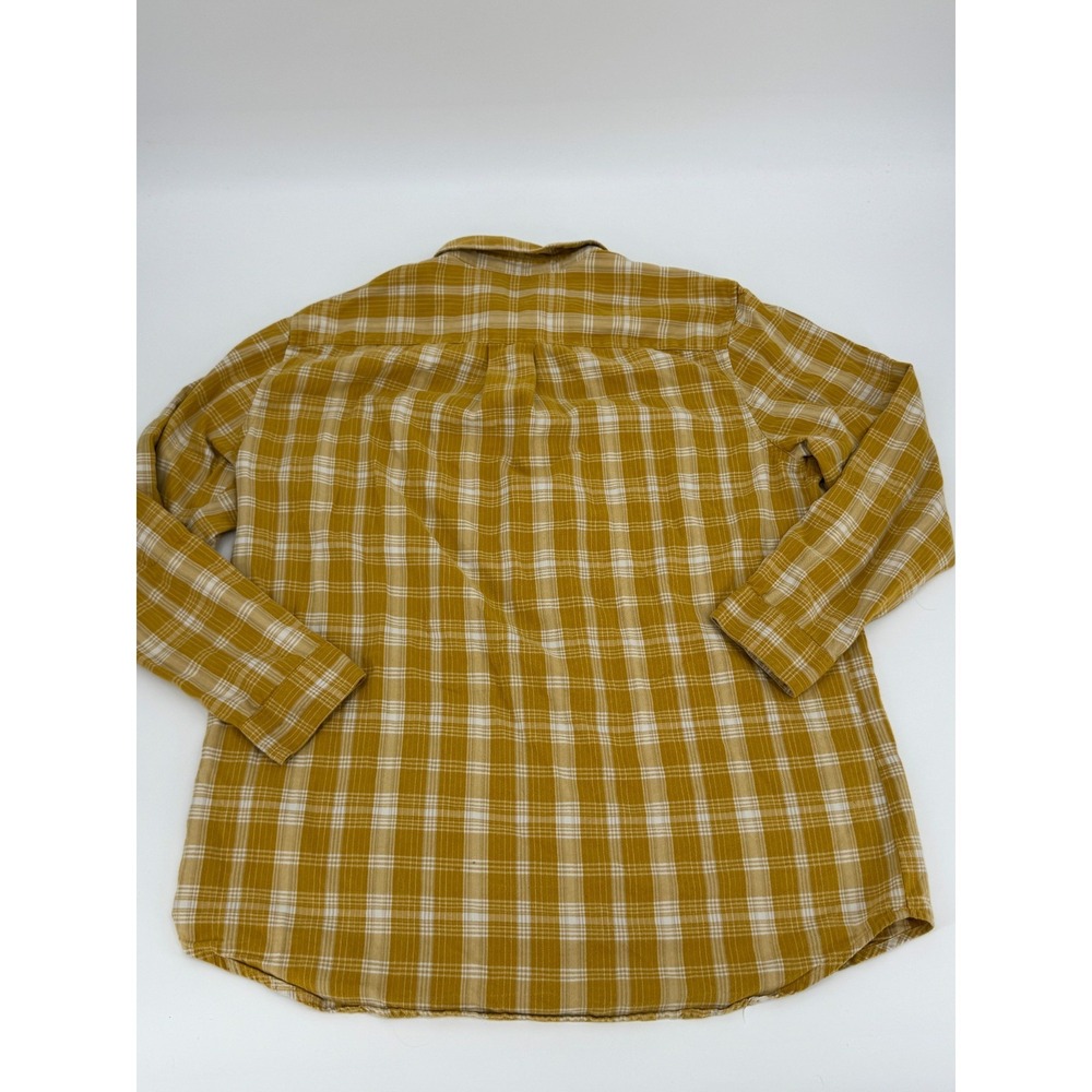 The North Face Shirt Women XL Yellow Cotton Plaid Casual Shirttail Hem Button Up